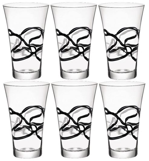 Image of Bormioli Rocco Ceralacca Hiball Glasses - 380ml - 12.75oz - Black - Set Of 6