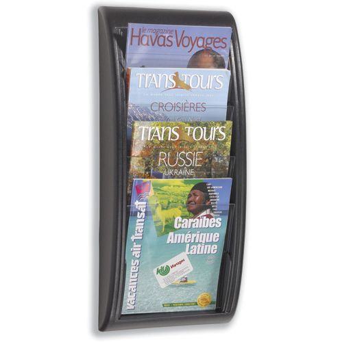 Image of Fast Paper Quick Fit Literature Holder Wall-mount 4 X A4 Pockets W290xd95xh650mm Black Ref 4061.01