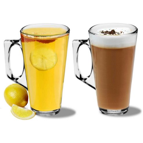 Image of Pack Of 2 Tall Latte Glasses - Glass Cups Mugs For Coffee Or Tea - 380ml