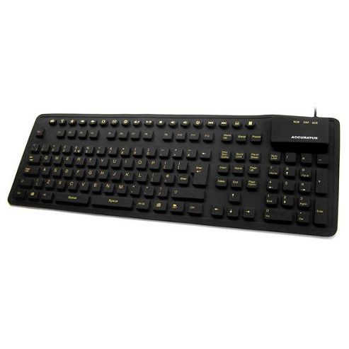 Image of Oem - Accuratus Wp127 Combo (usb/ps2) Silicone Multimedia Keyboard With Hivis Key Legends (black)