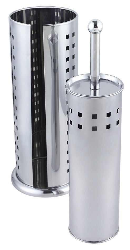 Image of Sabichi Super Value Toilet Brush And Toilet Roll Holder In Squares
