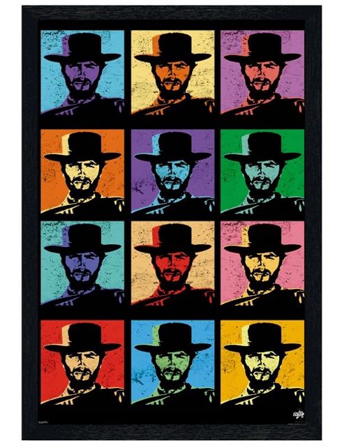 Image of Black Wooden Framed Clint Eastwood Pop Art The Man With No Name Poster