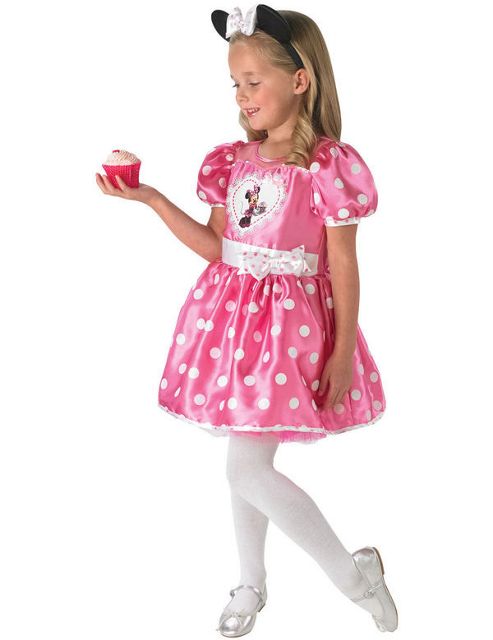 Image of Child Deluxe Minnie Pink Cupcake Dress Large