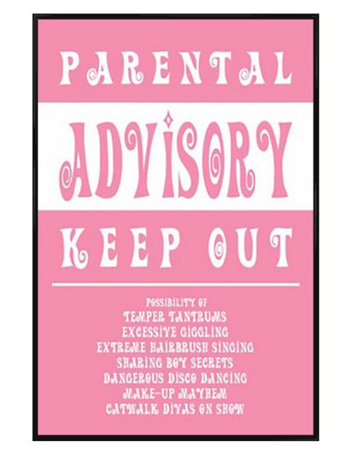 Image of Parental Advisory Gloss Black Framed Keep Out Girls Room Poster