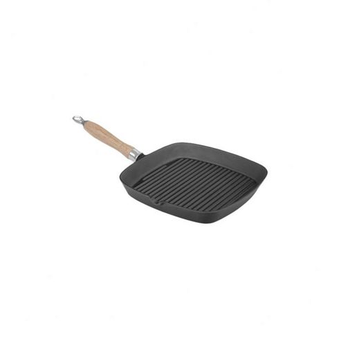 Image of Cast Iron Grillpan With Wooden Handle - 9.25"