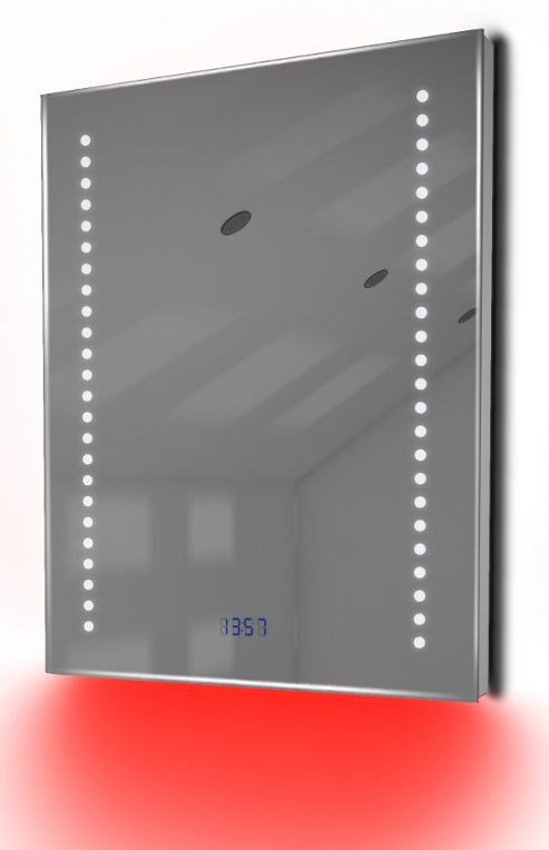Image of Bathroom Clock Mirror With Underlighting, Bluetooth, Demist & Sensor K189raud