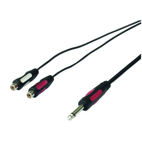 Image of Twin Phono Rca To 1/4 Inch 6.35mm Mono Jack Lead Cable 3m