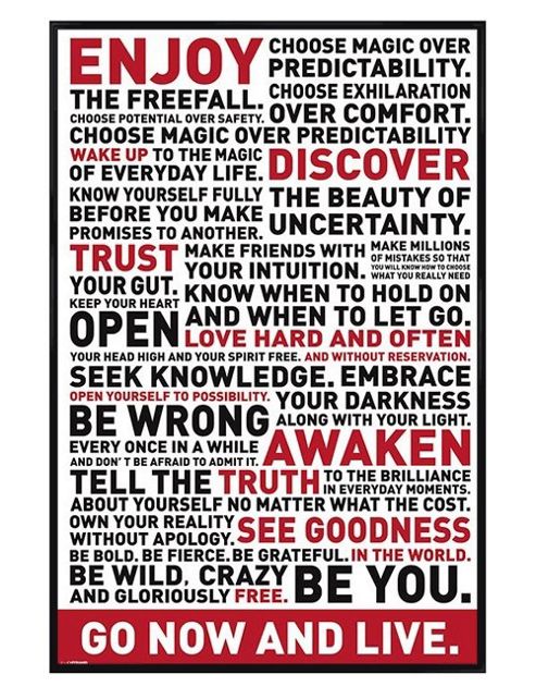 Image of Go Now & Live Gloss Black Framed Enjoy! Poster