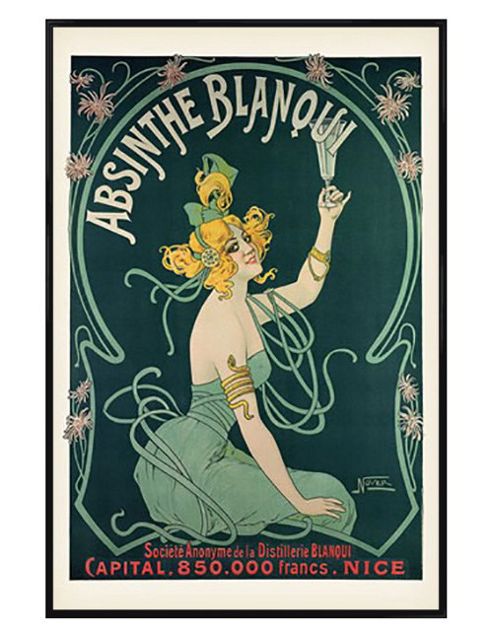 Image of Advertising Art Gloss Black Framed Absinthe Blanqui Poster