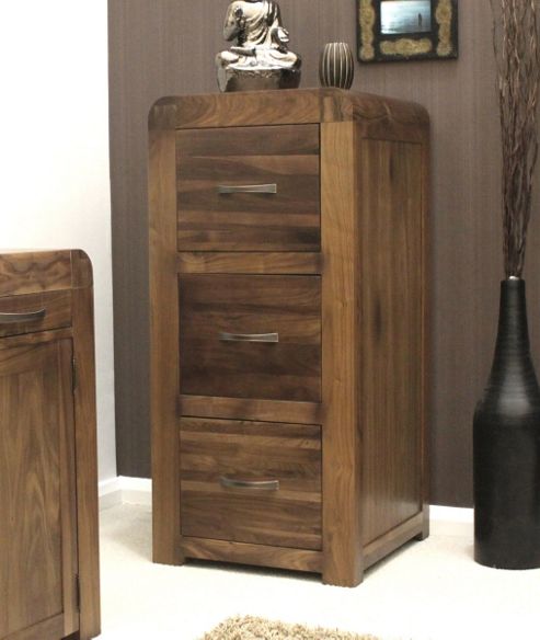 Image of Shiro Walnut Three Drawer Filing Cabinet