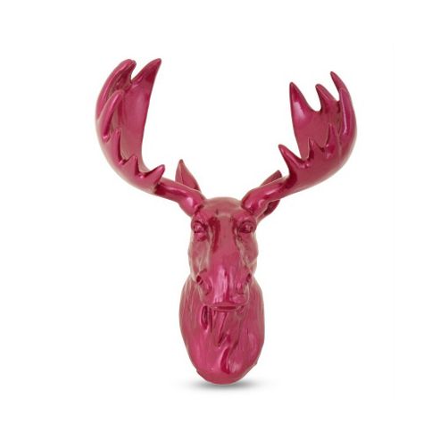Image of Bright Coloured Wall Mountable Moose Head Ornament In Magenta