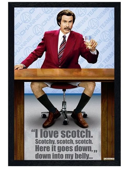 Image of Anchorman Anchoman Black Wooden Framed I Love Scotch Poster