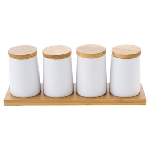 Image of Wood Base Condiment Pots