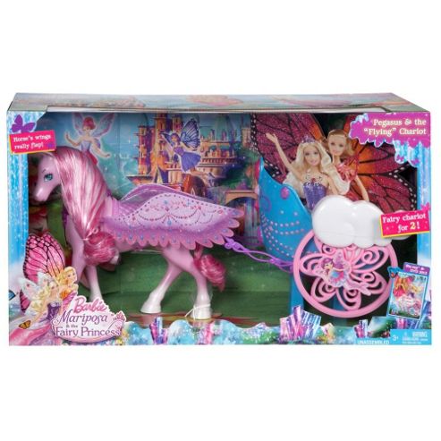 Image of Barbie Mariposa Pegasus Horse & Chariot