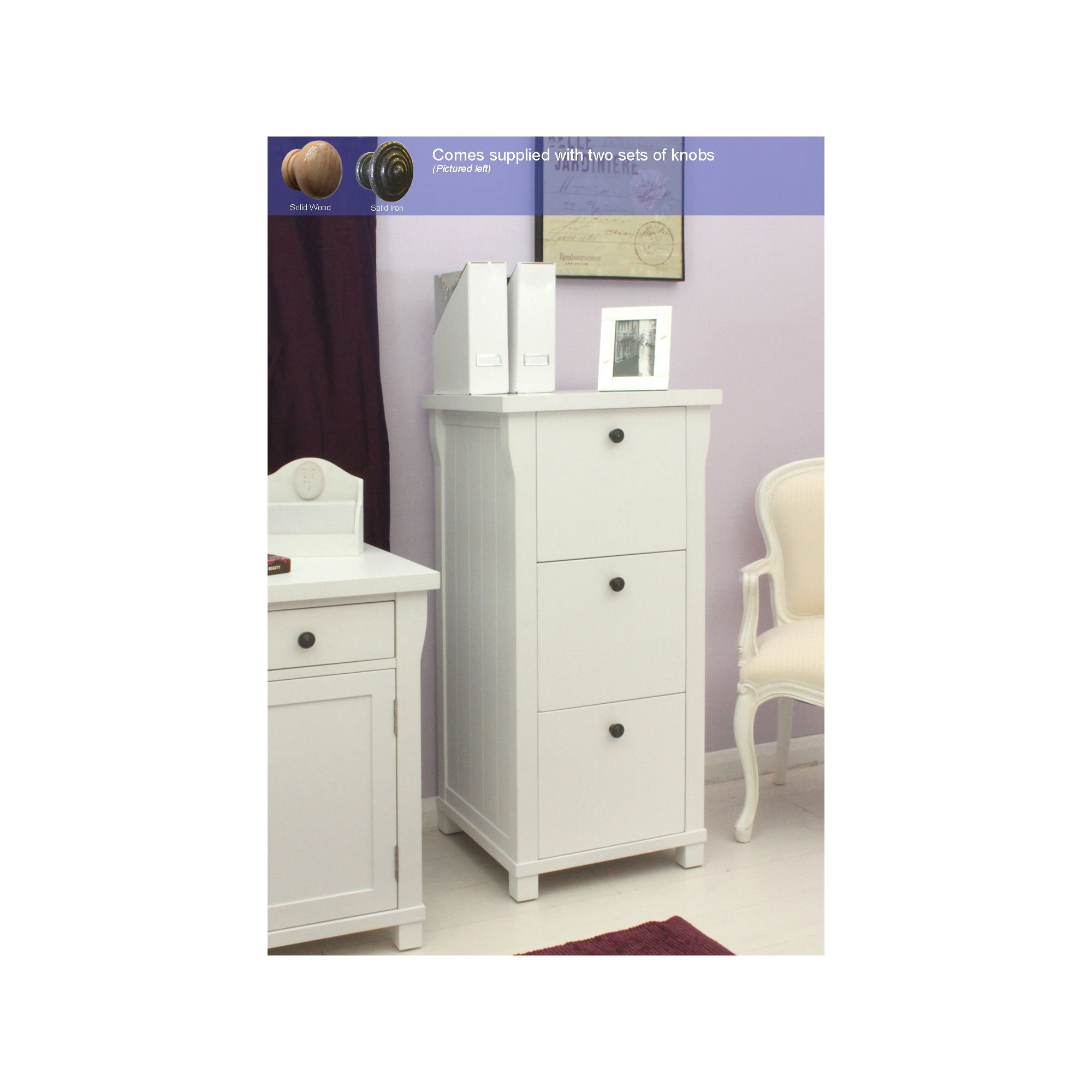 Baumhaus Hampton Filing Cabinet Three Drawer at Tesco Direct