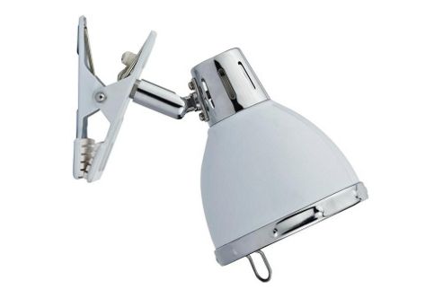 Image of White Gloss And Chrome Clip Spot Lamp With Switch