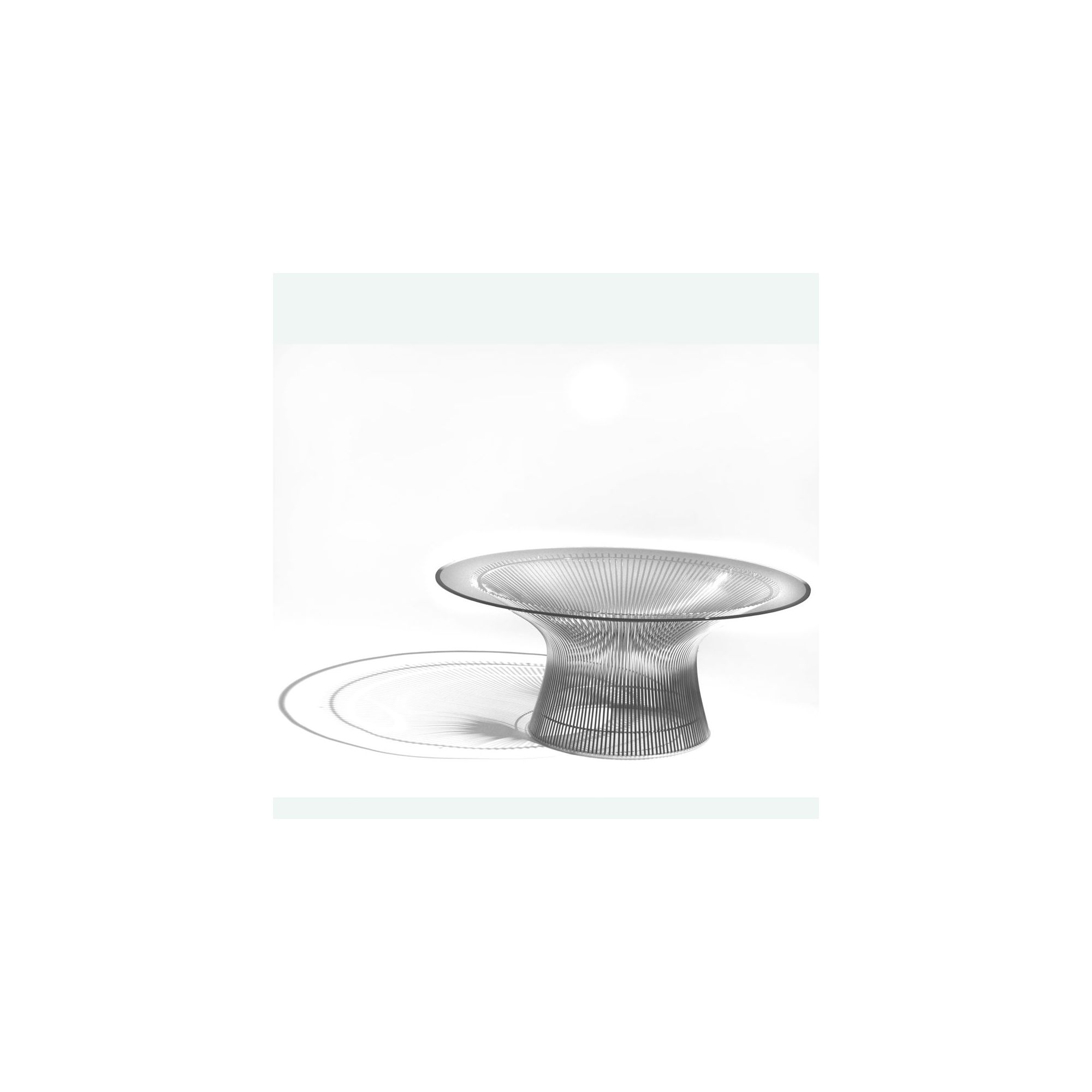 Knoll Coffee Table by Warren Platner - 91.5cm Dia / Polished Nickel / Clear Glass at Tesco Direct