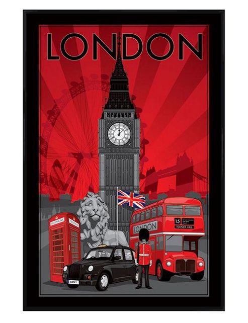 Image of London Gloss Black Framed Decoscape Poster
