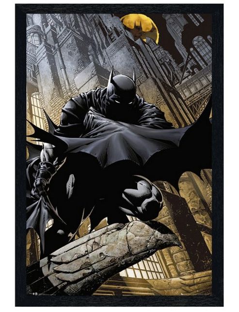 Image of Black Wooden Framed Dc Comics Batman Dark Knight Comic Art Poster