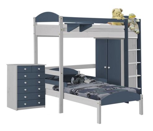 Image of Maximus L Shape High Sleeper Set 2 White With Blue Details