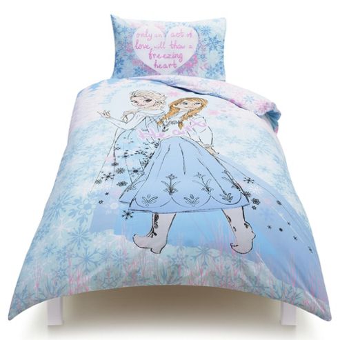 Image of Disney Frozen Anna And Elsa, Listen To Your Heart Single Duvet Cover Set Tesco Exclusive
