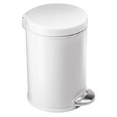 simplehuman 3 Litres Round Pedal Bin in Brushed Stainless Steel - White