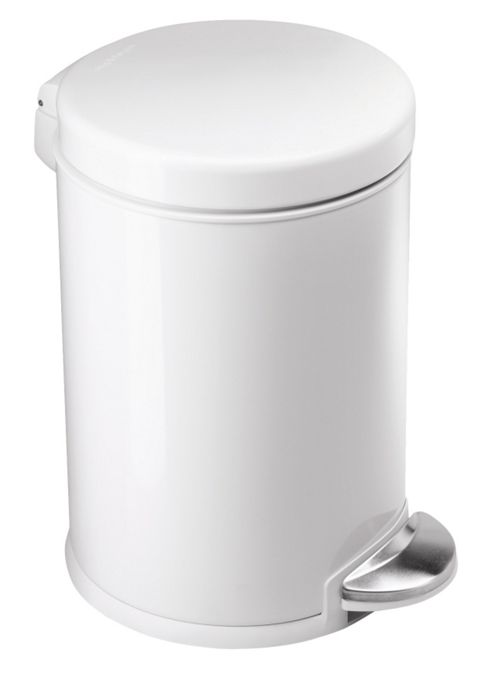 Image of Simplehuman 3 Litres Round Pedal Bin In Brushed Stainless Steel - White