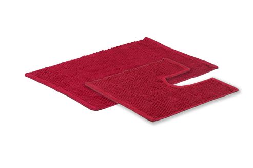 Image of Sabichi 2 Piece Po Pieceorn Cotton Bathmat And Pedestal Set - Raspberry