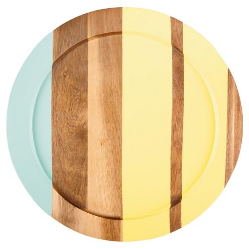 Image of Tesco Round Wood Stripe Tray