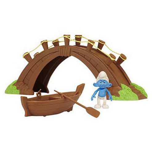 Image of The Smurfs Village Bridge And Boat Playset