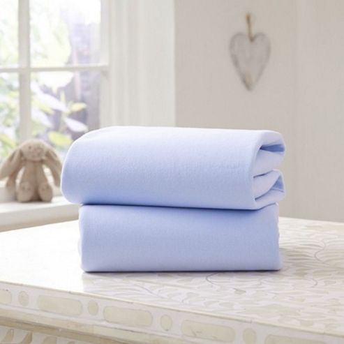 Image of Clair De Lune Fitted Cotton Interlock Sheets - Moses Basket (blue)