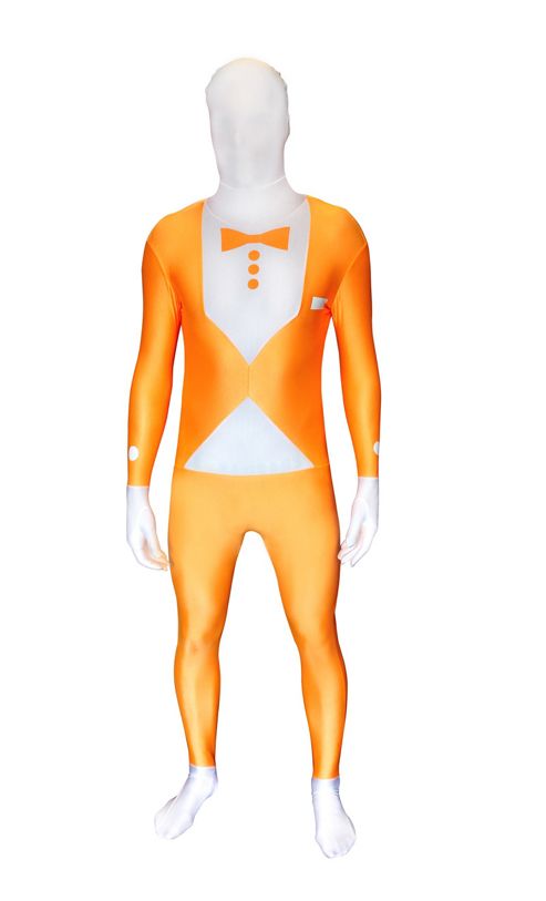 Image of Morphsuit Tuxedo Orange Glow - Adult Costume Size: 38-40