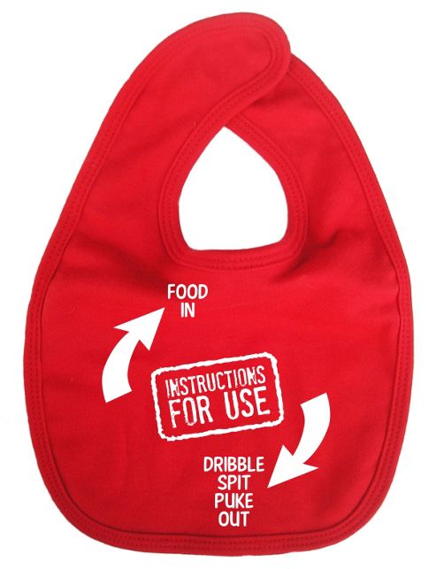 Image of Dirty Fingers Instructions For Use Baby Bib Red