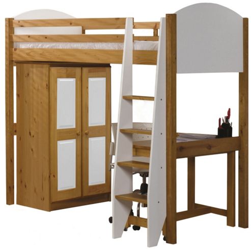 Image of Verona High Sleeper Bed Set 1 Antique With White Details