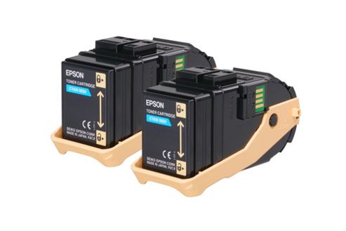 Image of Epson Al-c9300n Double Pack Toner Cartridge Cyan 7.5kx2