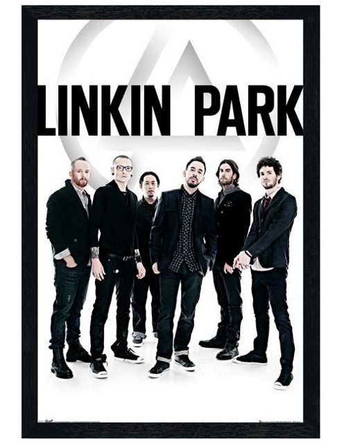 Image of Black Wooden Framed Linkin Park Monochrome Megastars Poster