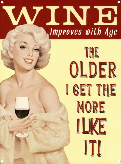 Image of Wine Improves With Age Tin Sign