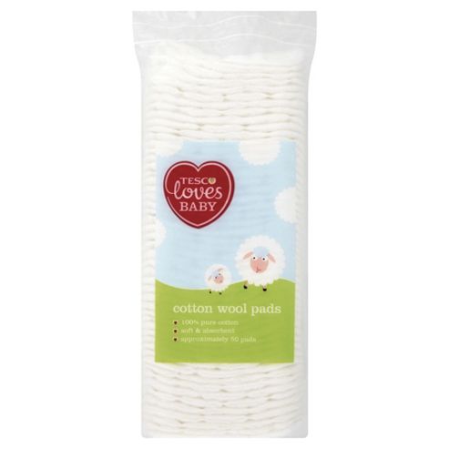 Image of Tesco Loves Baby Cotton Wool Pads Square, 50 Pack