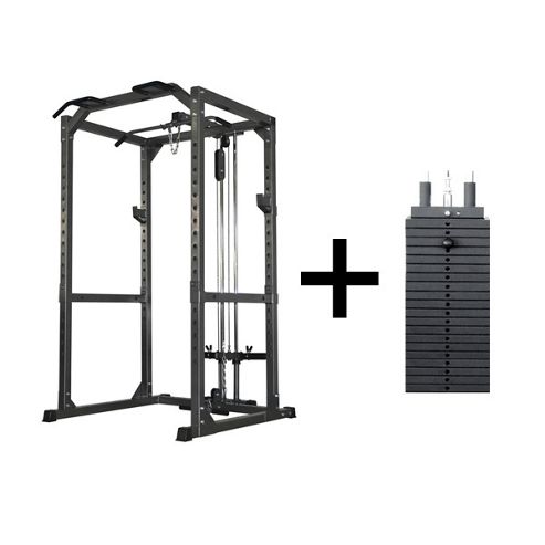 Image of Bodymax Cf475 Heavy Power Rack System With Lat/low Pulley And 95kg Selectorised Weight Stack