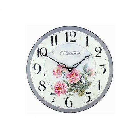 Image of Roger Lascelles Clocks Pink Roses Wall Clock