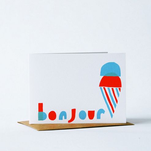 Image of Yellow Owl Workshop Card - Bonjour