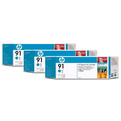 Image of Hp 91 3-pack ink Cartridges - Cyan