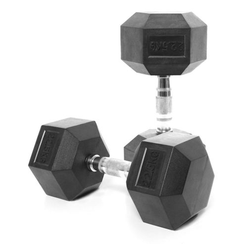 Image of Body Power 22.5kg Rubber Hex Dumbbells (x2)