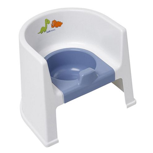 Image of Safetots Dinosaur Potty Chair White With Blue Removable Pot