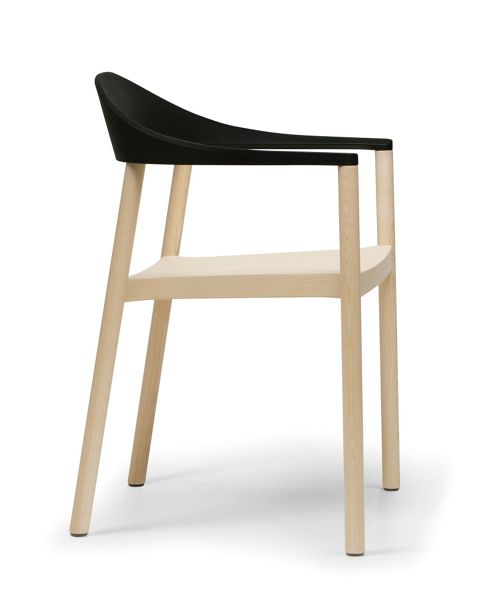 Image of Plank Monza Armchair With Black Back Rest - Ash Natural