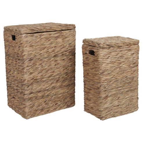 Image of Water Hyacinth Laundry Hamper Set Of 2