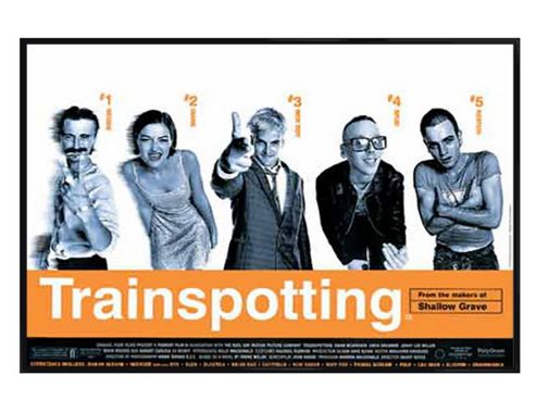 Image of Trainspotting Cast Gloss Black Framed Irvine Welsh Poster