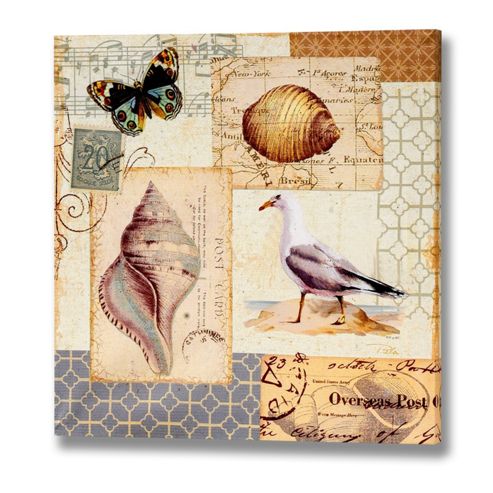 Image of Hill Interiors Right Seashell Bathroom Canvas Art