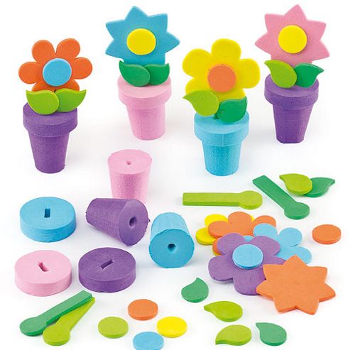 Image of Mini Craft 3d Foam Flower Pot Kits (pack Of 30)