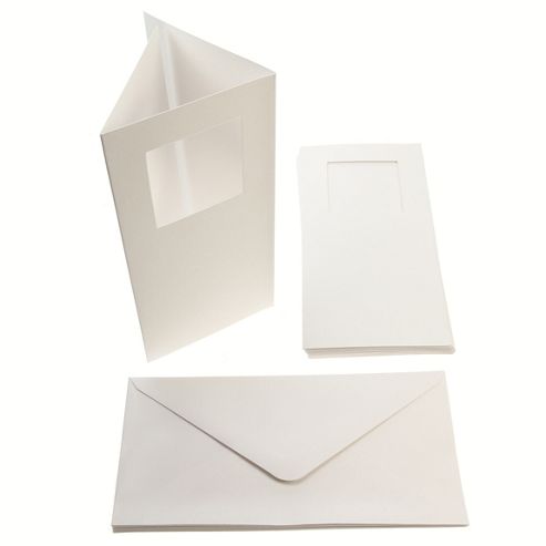 Image of Tall Tri Fold Window Aperture Card Blanks 300gsm 10pk - White